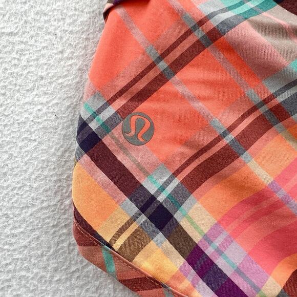Lululemon Run Speed Shorts 2-way Very Light Flare Orange Multi-Color Rad Plaid 6 - Picture 7 of 12